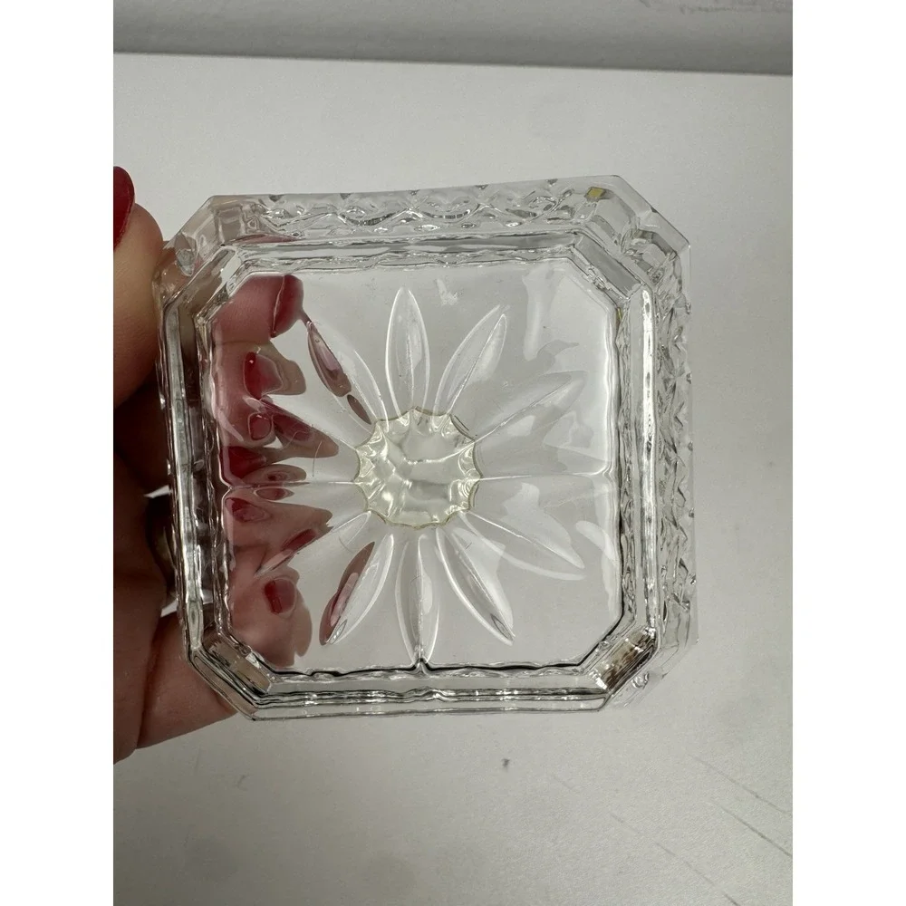 Vtg MCM Crystal Ring Holder Trinket Dish Jewelry Vanity Catchall